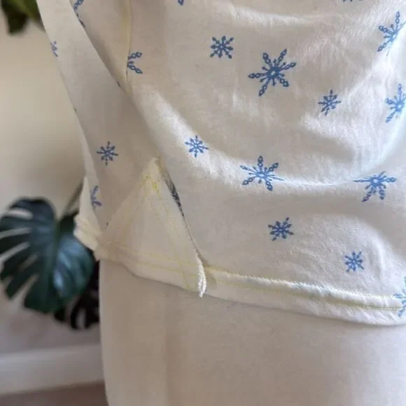 NWOT Free People Quilted Love Long Sleeves Snowflakes Ivory Top Crew Relaxed M - Picture 11 of 15